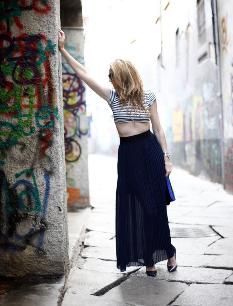 zara blu long skirt