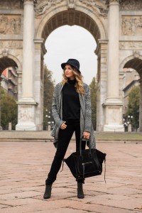 What to wear with a black and white cardigan